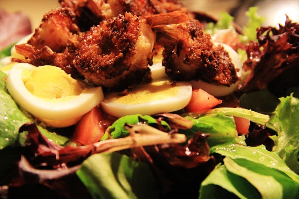 Recipe: Mixed Green Salad with Crunchy Shrimp & Lemon Vinaigrette