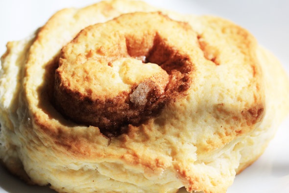 Cinnamon Swirl Biscuits w/ a maple glaze and bacon!