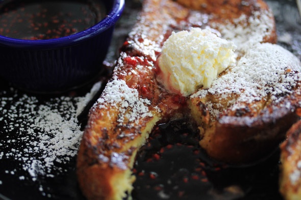 Bourbon & Vanilla Bean French Toast with Raspberry Maple Syrup