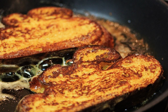 Bourbon & Vanilla Bean French Toast with Raspberry Maple Syrup