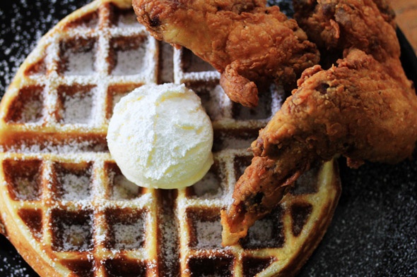 Chicken & Waffles with Bourbon Maple Syrup