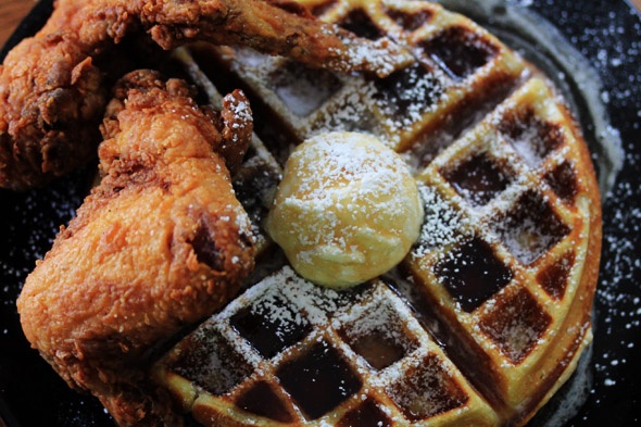 Chicken & Waffles with Bourbon Maple Syrup