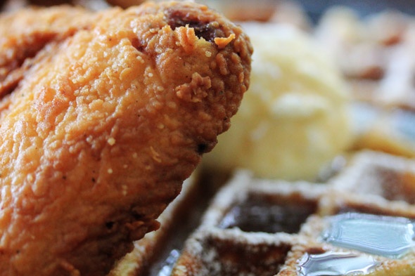 Chicken & Waffles with Bourbon Maple Syrup