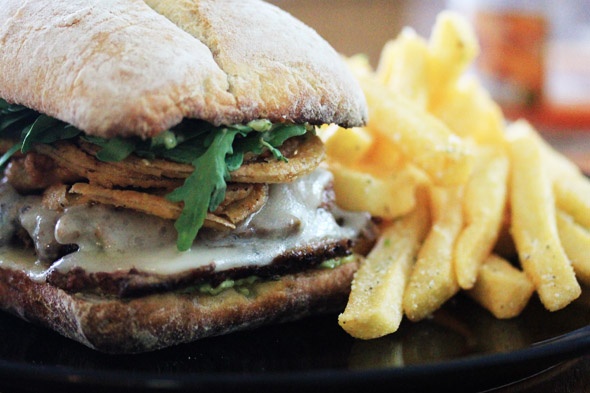 Seared Steak Sandwich with Garlic Parmesan Fries