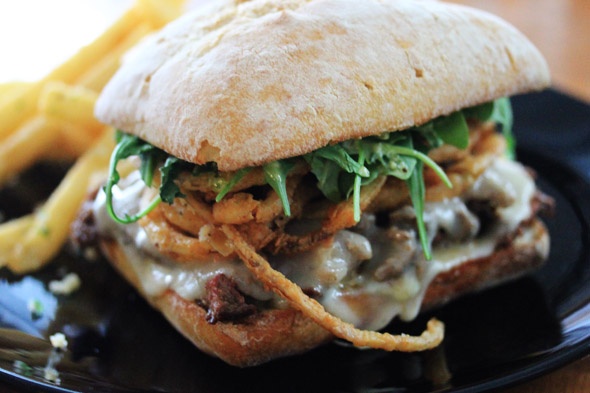 Seared Steak Sandwich with Garlic Parmesan Fries