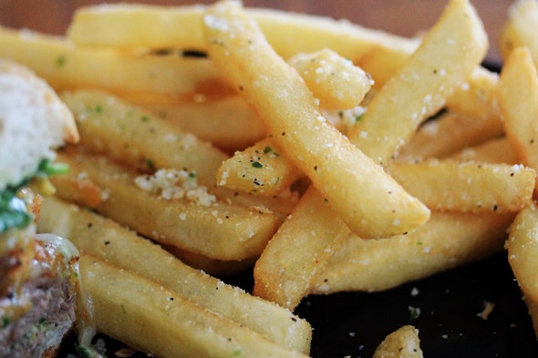 Seared Steak Sandwich with Garlic Parmesan Fries