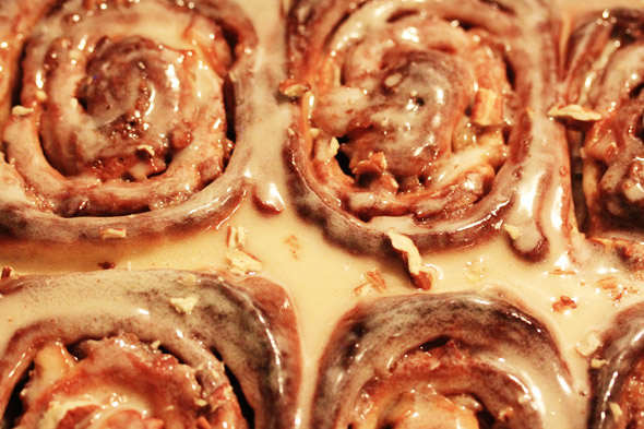 Maple Glazed Apple Pecan Cinnamon Rolls