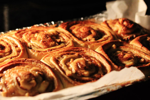 Maple Glazed Apple Pecan Cinnamon Rolls