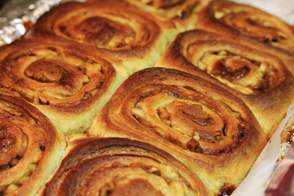 Maple Glazed Apple Pecan Cinnamon Rolls