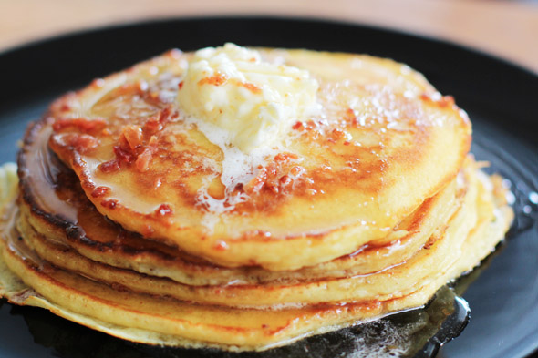 Bacon & Brown Sugar Pancakes with Bacon-Maple Syrup