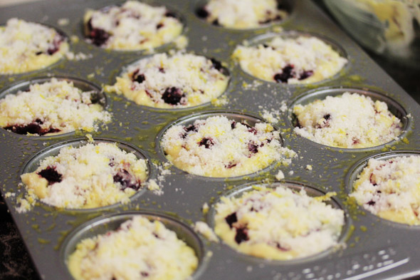 Lemon Sugar Crusted Blueberry Muffins