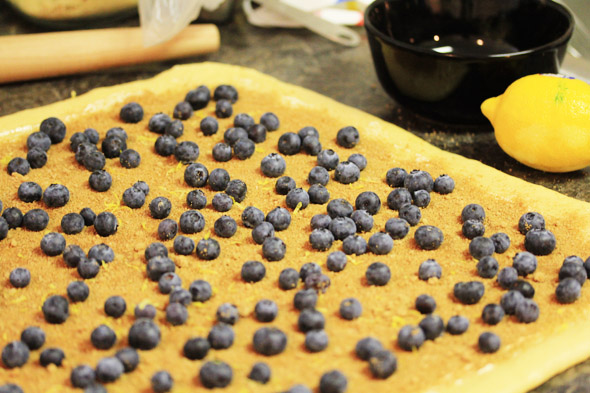 Lemon Glazed Blueberry Cinnamon Rolls