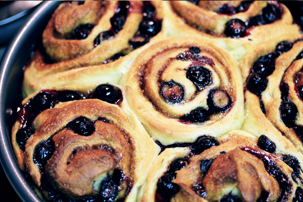 Lemon Glazed Blueberry Cinnamon Rolls