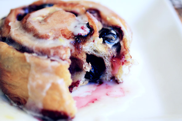 Lemon Glazed Blueberry Cinnamon Rolls