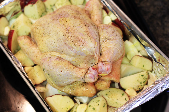 Meyer Lemon & Garlic Roasted Chicken