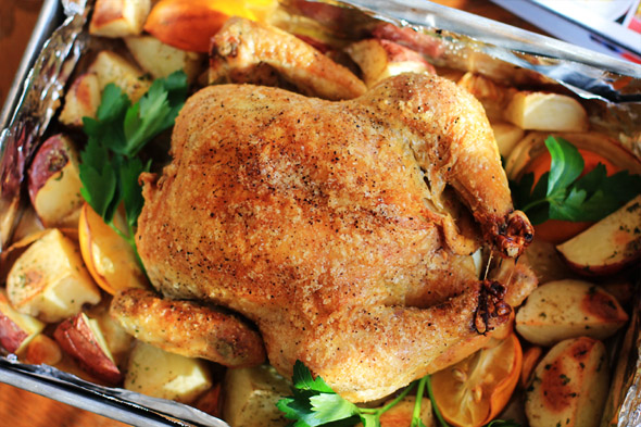 Meyer Lemon & Garlic Roasted Chicken