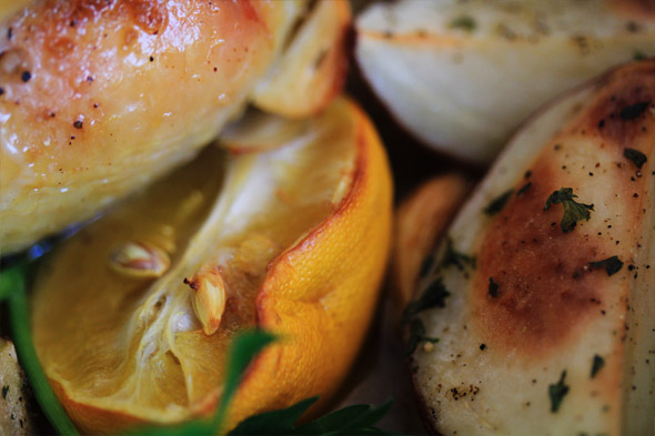 Meyer Lemon & Garlic Roasted Chicken