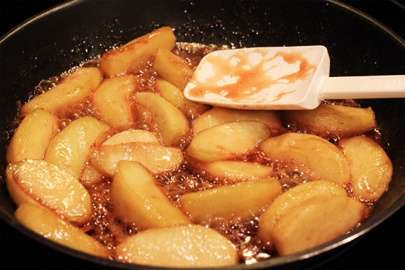 Apple Cinnamon Buttermilk Pancakes with Caramel Syrup