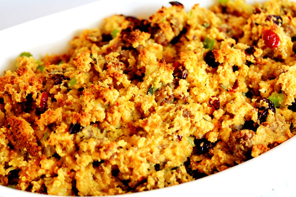 Cranberry-Orange Cornbread Stuffing with Sausage