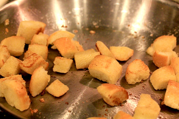 continue stirring around until all pieces are golden brown, about 5-10 minutes.