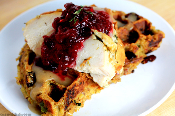 Turkey and Stuffing Waffles