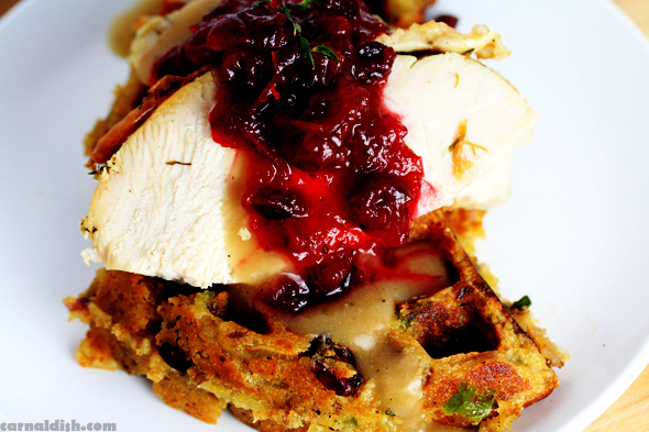 Turkey and Stuffing Waffles