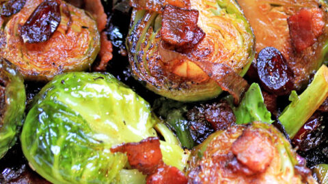 Image for White Wine Braised Brussel Sprouts with Bacon and Cranberries