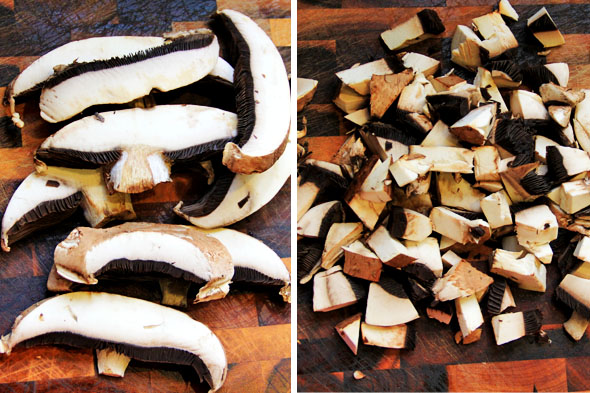 Chop your portobellos into bite sized pieces.