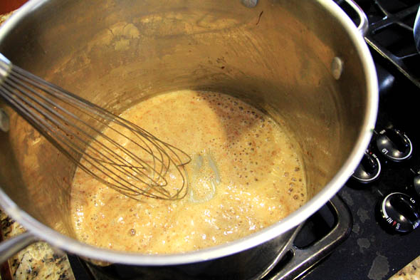 Keep whisking, cooking for about 2 minutes to get rid of that raw flour flavor. 