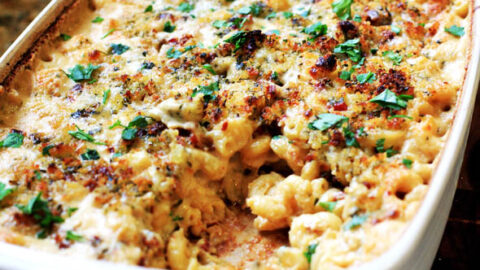Image for Holiday Mac-n-Cheese w/ Roasted Garlic, Caramelized Shallots, and Prosciutto