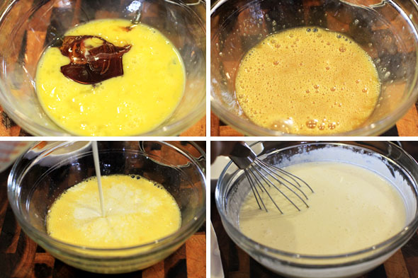 Whisk the honey with 1 egg until completely dissolved. Add the heavy cream and buttermilk and mix to combine. Set inside the fridge to keep cold!