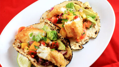 Image for Tempura Fish Tacos with Peach'o de gallo