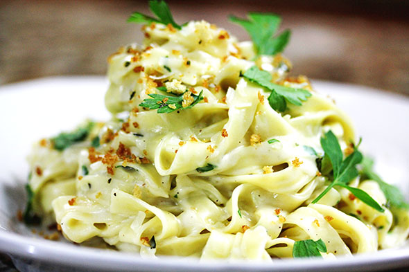 Fettuccine Alfredo with Toasted Breadcrumbs