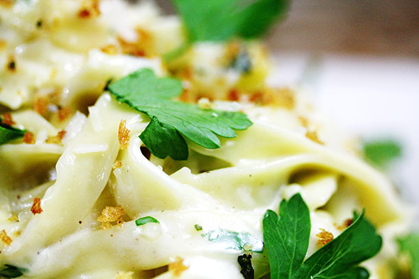 Fettuccine Alfredo with Toasted Breadcrumbs