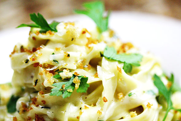 Fettuccine Alfredo with Toasted Breadcrumbs