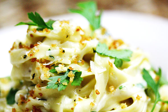 Fettuccine Alfredo with Toasted Breadcrumbs