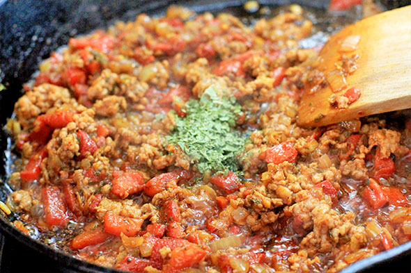 Cilantro is a traditional ingredient, even when added to the end of the dish, but I'm adding some dried here because I'm grown.