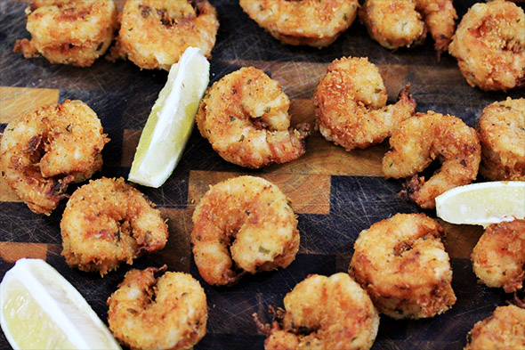 Lemony Buttermilk Fried Shrimp