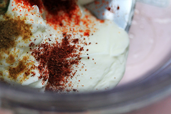 and a tiny bit of sumac. optional, i'm aware most don't have this.