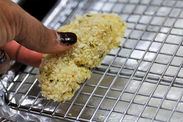 place the fish on the baking rack like so. 