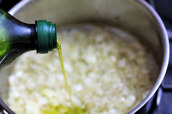 add a few drops of olive oil, not too much, just a tablespoon or so.