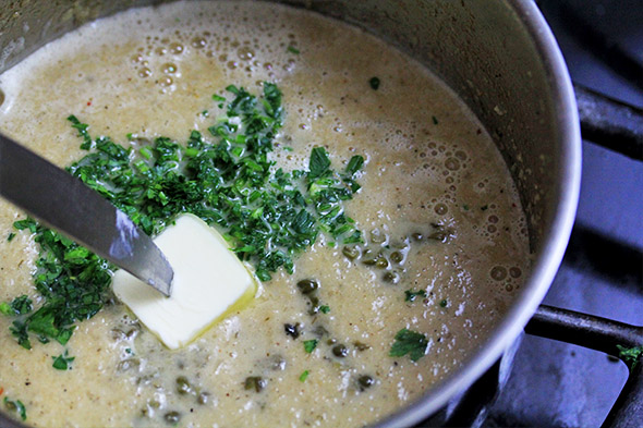 melt about 2 tablespoons of cold unsalted butter into the sauce.