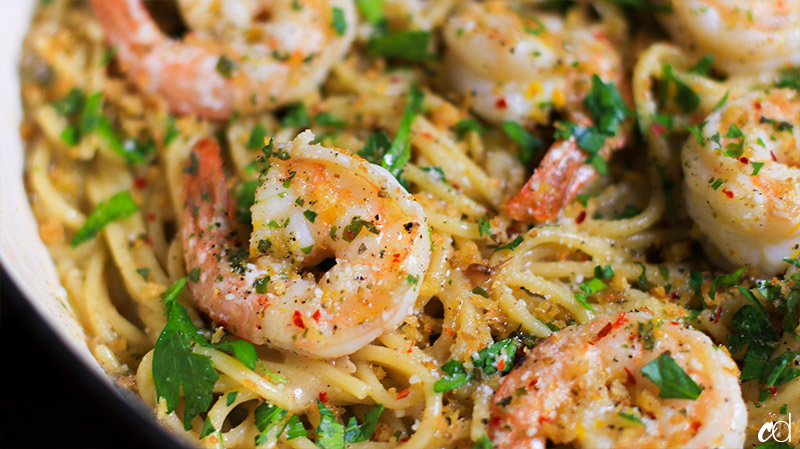 Aglio Cacio e Pepe with Shrimp