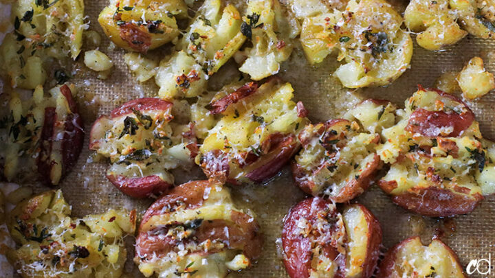 Image for Crispy Smashed Garlic and Herb Potatoes
