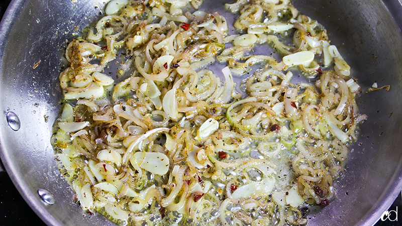 shallots and garlic sautéed in butter