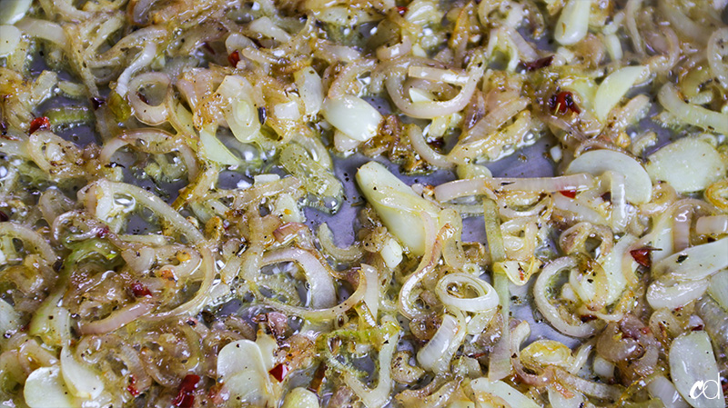 shallots and garlic sautéed in butter