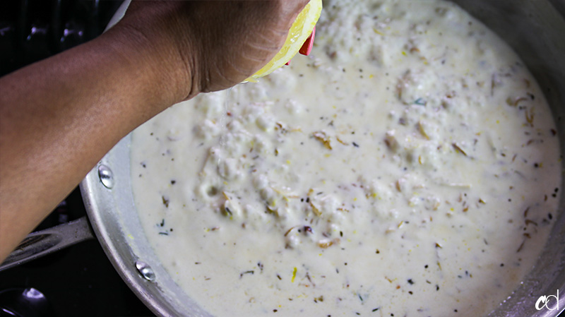 adding lemon juice to white wine cream sauce