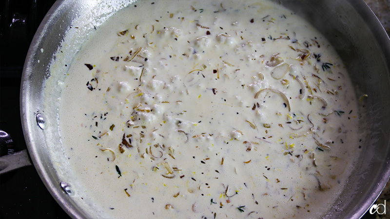 finished lemony white wine cream sauce