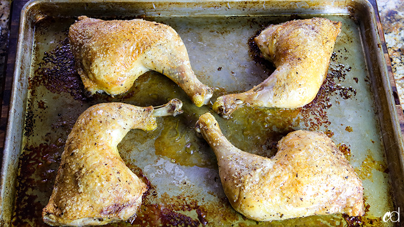 high roasted chicken leg quarters with crispy skin