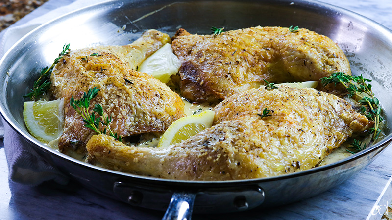 Herbs de Provence Chicken Leg Quarters with Lemony White Wine Cream Sauce